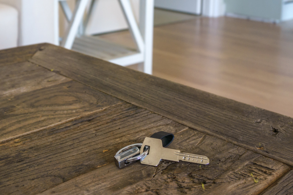 Keys on a side table.