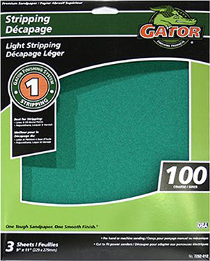 SANDPAPER 9 IN X 11 IN 100 GRIT 3 PK