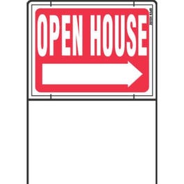 Sign, Open House, Red & White With Wire Frame, 18 x 24-In.