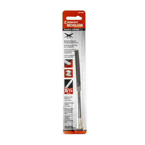 Crescent Nicholson 5-1/4 Double Cut Thin Rectangular Tungsten Point File Carded