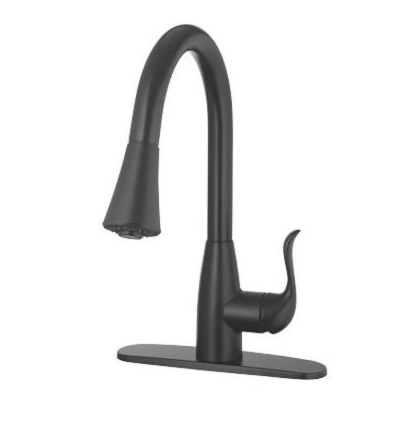 HomePointe 1-Handle Matte Black Pull-Down Spray Kitchen Faucet