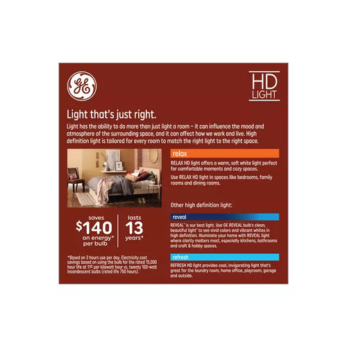 GE Relax HD A19 LED Light Bulbs, General Purpose Bulbs, 100 Watt Replacement, Soft White (2 Pack)