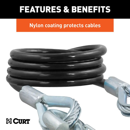 CURT 43-7/8 Safety Cables with 2 Snap Hooks 3,500 lbs Vinyl-Coated