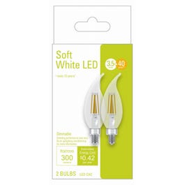 LED Light Bulbs, Soft White, Clear, Candelabra-Base, 300 Lumens, 3.5-Watts, 2-Pk.
